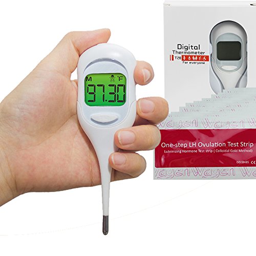 Basal Thermometer and 50 Ovulation (LH) Test Strips for TTC Women to Catch Perfect Ovulation and Get Pregnant Naturally