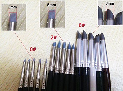 COMIART 5pcs Flexible Fimo Clay Sculpture Tools Silicon Color Shaper Brushes Size 0