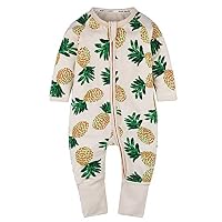 Kids Tales Pineapple Footed Zipper Pajama Sleeper Cotton Romper(Size 4-24M)