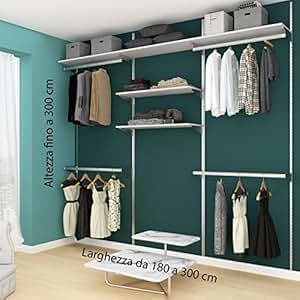 Cabina armario con estantes y barras para colgar ropa (aluminio sin