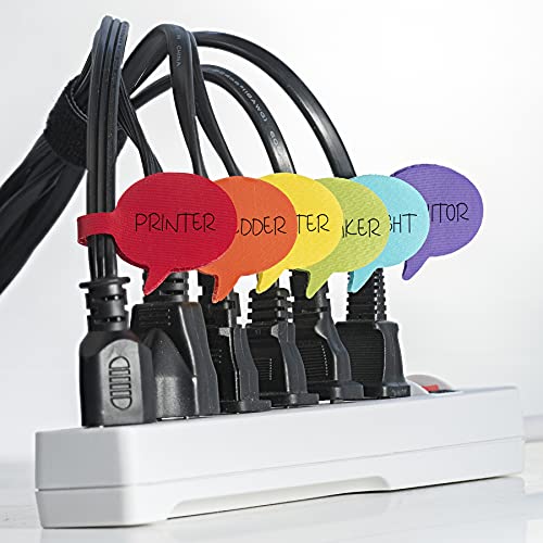 Cable Labels by WrapIt Storage, Speech Bubbles, MultiColor (36Pack) Write On Cord Labels