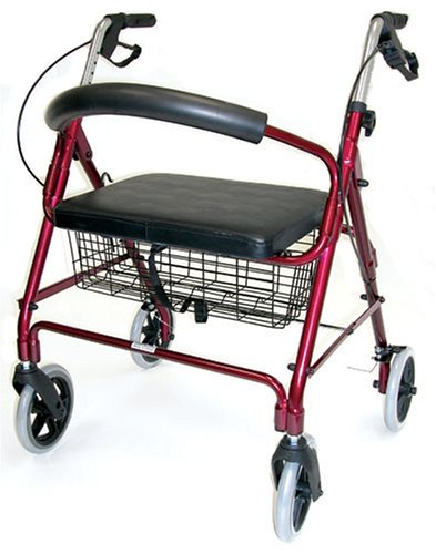 Duro-Med Extra Wide Rollator Walker, Folding Light Weight Aluminum Rollator Walker With Removable Storage Basket And Extra Wide Cushioned Seat