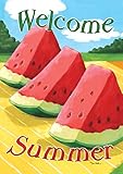 Toland - Welcome Summer - Decorative Double Sided Watermelon Picnic Sun USA-Produced Garden Flag