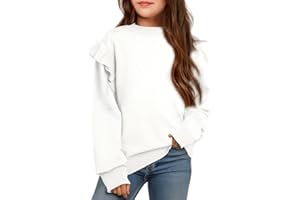 DOKOTOO KIDS Girls Sweaters Cute Crewneck Ruffle Long Sleeve Knit Pullover Sweater Tops 6-15 Years