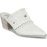 Beast Fashion Women's Woven Block Heel Mules Stacked Block Heels Mules Comfort Pointed Toe Backless Slip on Slides Loafer Shoes