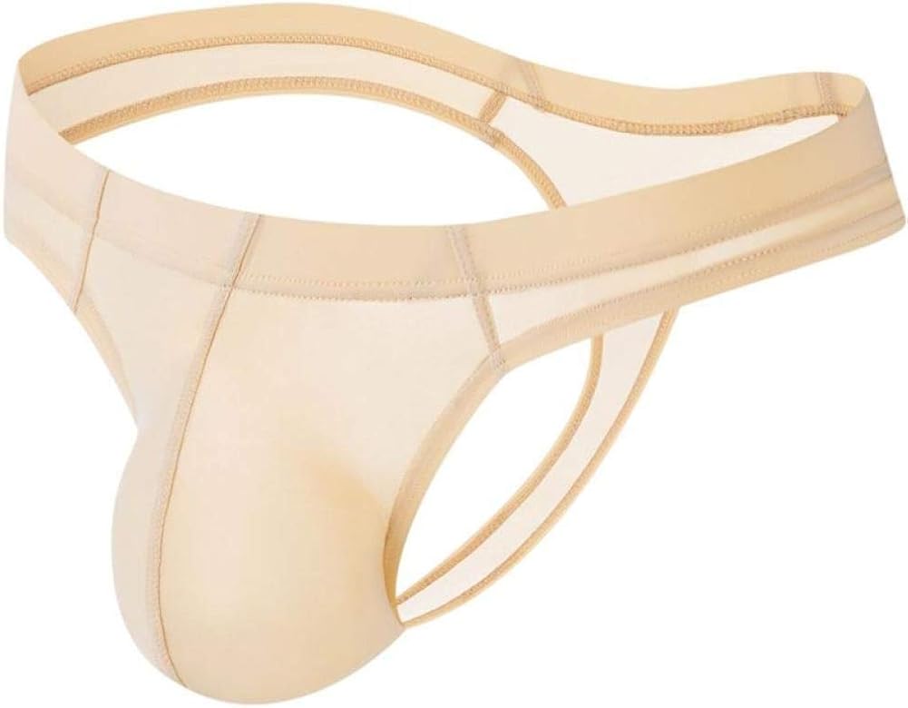 Faringoto Slip Perizoma Uomo Trasparente In Tessuto Seta Ghiaccio - Bikini Intimo Senza Cuciture - T-Back Traspirante - Taglie S M L XL - 7 Colori - 3