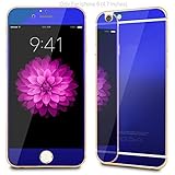 ConnetechTM Electroplating Mirror Effect Front Screen & Back Tempered Glass Screen Protector Whole Body Protection Anti Scratches for Iphone 6 4.7inch (Blue)
