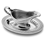 Wilton Armetale Flutes and Pearls Gravy Boat with Oval Tray