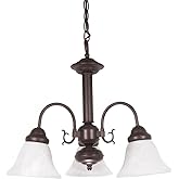 Nuvo 60/184 Lighting Three Light Chandelier, 3" x 20" x 17", Old Bronze/Alabaster Glass