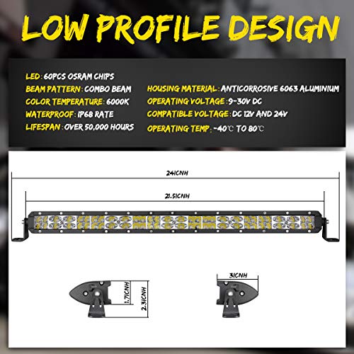 LED Light Bar 20 Inch, Swatow Industries 180W OSRAM Spot Flood Combo Slim Off Road Light Bar Dual Row Fog lights Bumper Lights Work Lights LED Driving Lights for Truck SUV UTV ATV Boat - 2 Yr Warranty