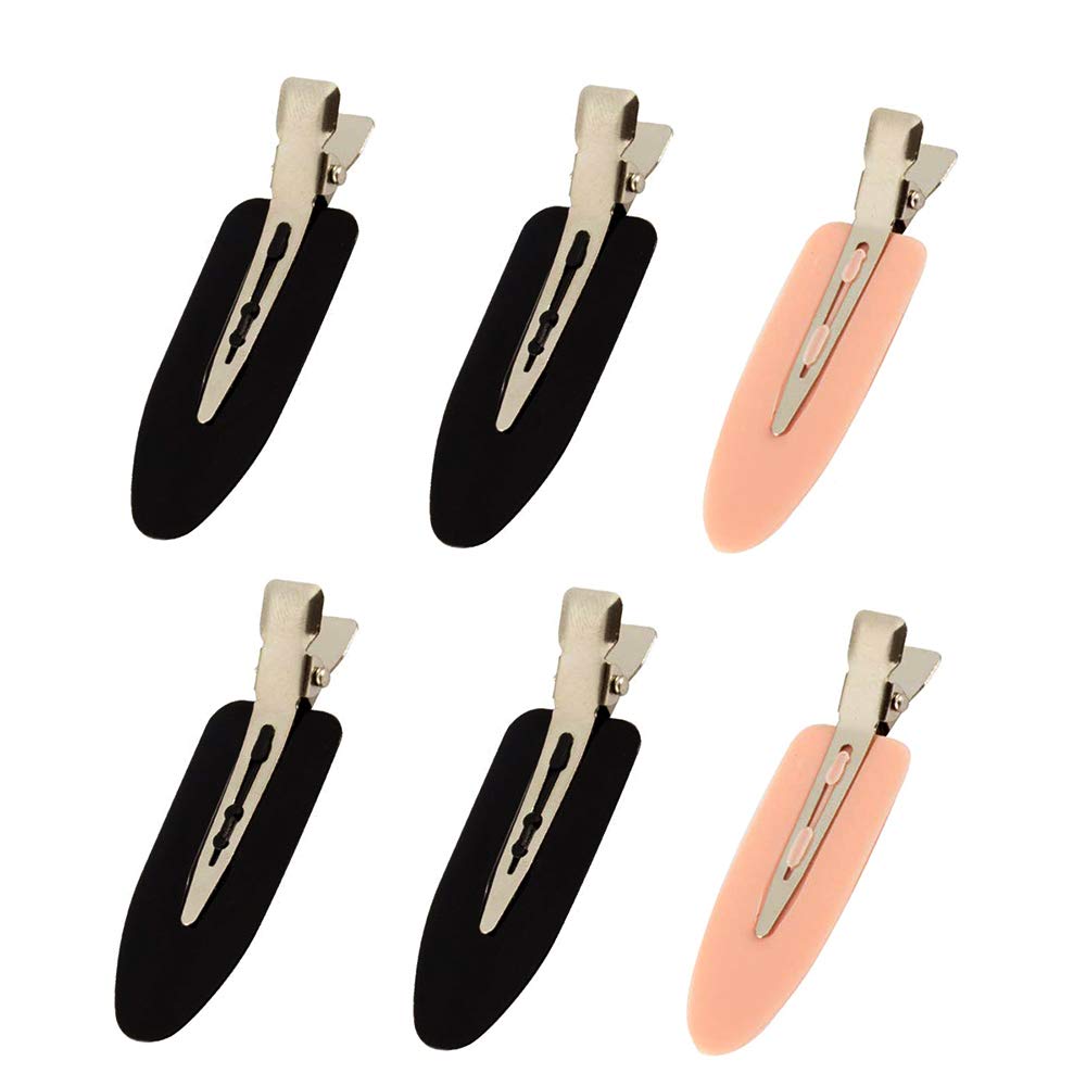 6 Pieces No Bend Hair Clips, No Crease Hair Clips, Makeup Clips for Hairstyling, Valentine' Day Gift for Women and Girls (Black&Pink&White) : Beauty