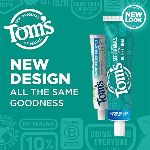 TOM’S OF MAINE FLUORIDE-FREE RAPID RELIEF SENSITIVE TOOTHPASTE, FRESH MINT, 4 OZ. 3-PACK (PACKAGING MAY VARY)