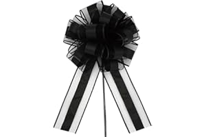 HSXJJ 5pcs Large Pull Bows,9 inches Black Pull Bows for Gift Wrapping,Valentine's Day,Gift Decorations,Anniversary,Gift Baskets, Christmas,Spring Events and Summer Events,Party Decoration Supplies (Black)