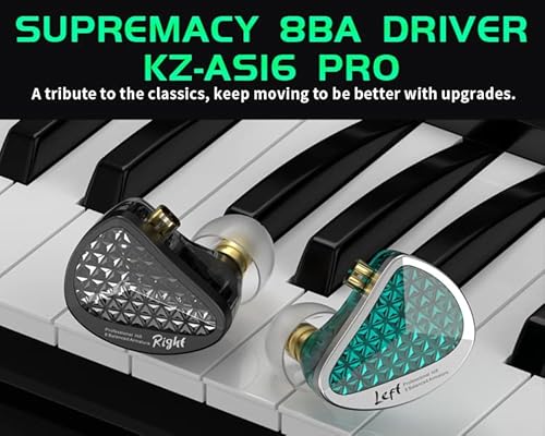 Linsoul KZ AS16 Pro Wired Earbuds, 16BA Balanced Armature Drivers