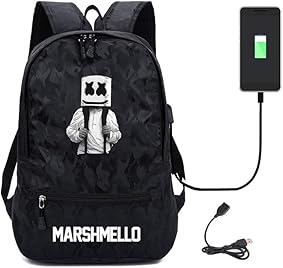 Mochila para Portátil De Camuflaje USAMYNA para Hombres Niñas Marshmello Mochila Adolescentes Niños Mochila Mochila Fresca para Estudiantes (C) 
