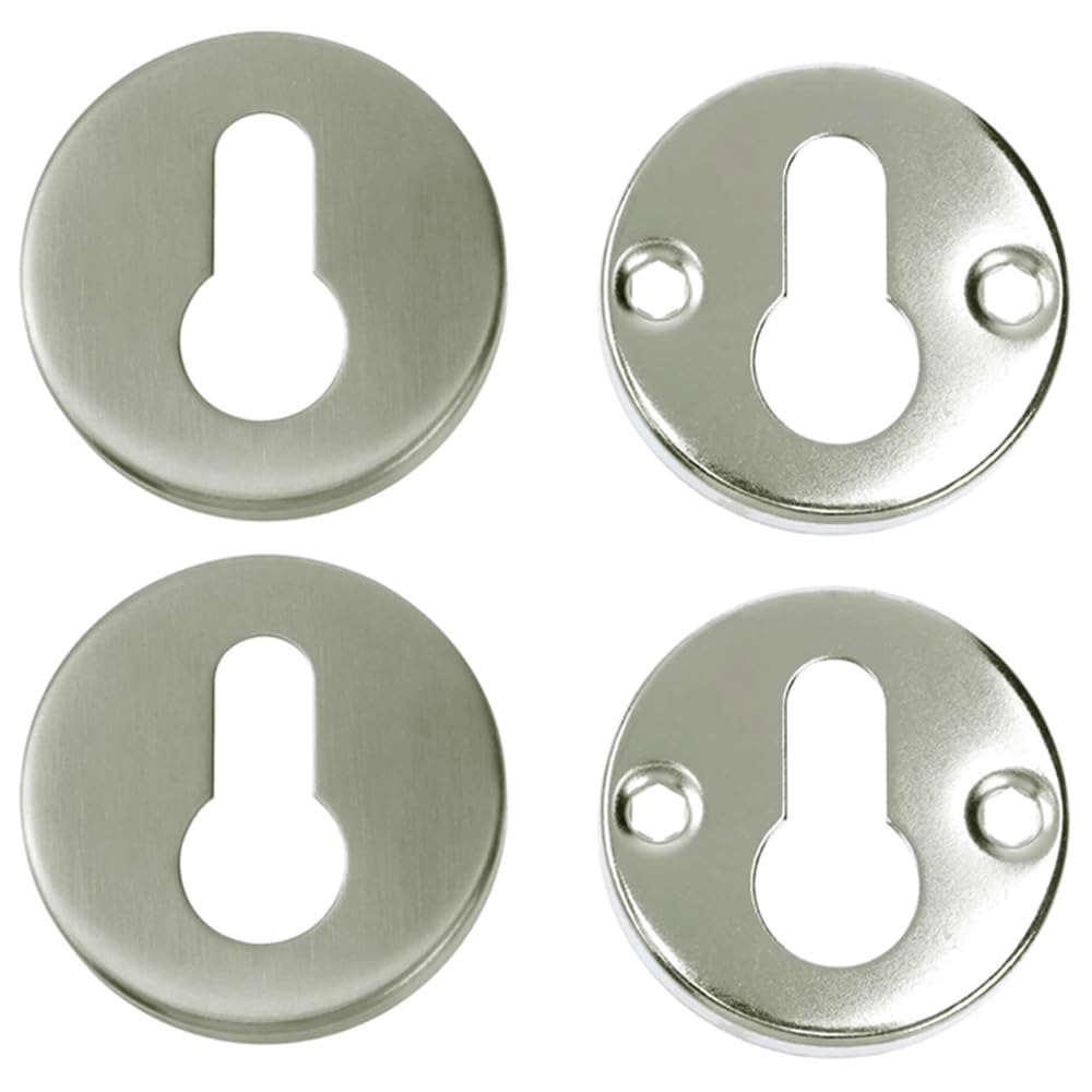 2 Pack Euro Escutcheon Cover, Stainless Steel Keyhole Cover Round Door Lock Protection Plate for Standard European Locks