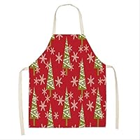 ZYCAB 1 Red Christmas Apron Cotton Linen Apron Adult Home Kitchen Cooking Baking Cleaning Accessories MX0003-2 5365cm