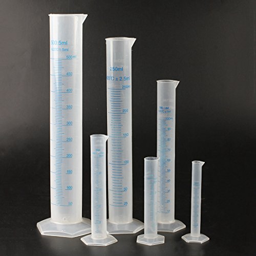 Cylinder - TOOGOO(R)10 25 50 100 250 500ml graduated cylinder to measure students Laboratory DIY 6 pcs