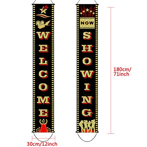 Movie Night Banner Porch Sign Banner Movie Night Decoration Set for Hollywood Theme Party Supplies B - //coolthings.us