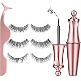Magnetic Eyelashes and Magnetic Eyeliner,Lavone Magnetic Eyelash Kit,Natural Look Eyelashes,3 Style Eyelashes with Tweezers