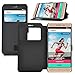 BLU Energy X2 Case, IVSO BLU Energy X2 Case [View Window] [Full Range Protection] Linen Texture Slim Leather Case Cover for BLU Energy X2 Phone (Black)