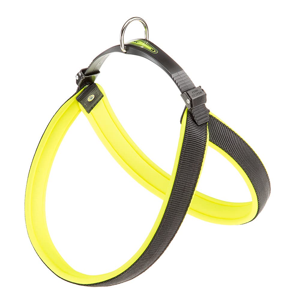 Ferplast Harness for Large Dogs AGILA FLUO 7 Dog Harness with Soft Padding, Quick Release and Attachment System, Chest Size 63-71 cm. Yellow