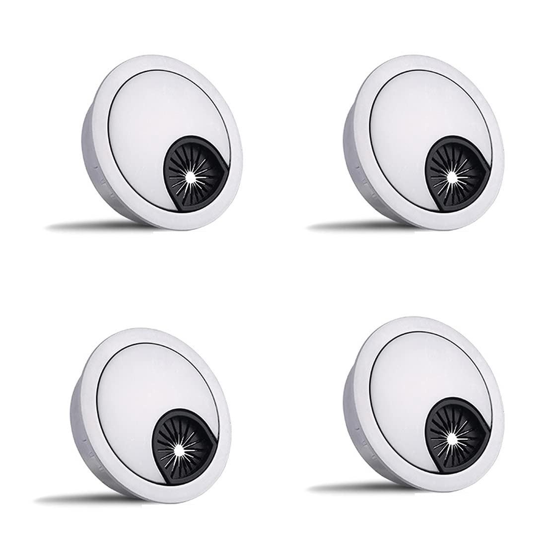 4-Piece 60mm Desk Cable Grommets, Computer Desk Metal Cable Hole, Round Cable Hole Cover for Desktop Cable Organizer（Grey)