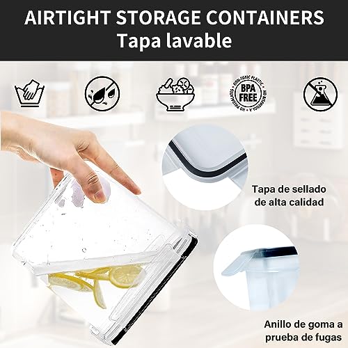 KIROGILY Contenedores de Alimentos Premium, sin BPA, Seguros y Duraderos, Apilables, juego de 8 Recipientes Herméticos para Almacenar, Adecuados para Cocina, Refrigerador, Gabinete