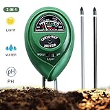 Soil pH Meter,Nicpay 3-in-1 Soil pH and Moisture, Light Intensity Meter Plant Tester for Gardening, Plants Growth, Lawn Care&Easy Read Indicator