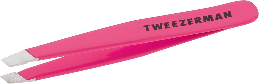 Tweezerman Neon Pink Mini Slant Tweezer Stainless Steel Eyebrow Precision