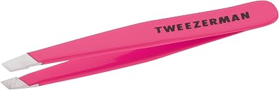 Tweezerman Neon Pink Mini Slant Tweezer Stainless Steel Eyebrow Precision