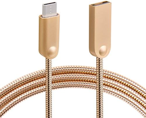 USB-C Type C Metal Cable - HongKe Charging &amp; Data Transfer Cord 3.3ft Metal Spring USB Type C to USB Charger Cable for Type C Devices (Gold)