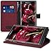 kwmobile Wallet Case Compatible with BlackBerry Priv - Fabric Faux Leather Cover with Card Slots, Stand - Dark Red/Black