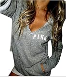 YLnini Womens Hoodie Long Sleeve Sweatshirt XL Grey