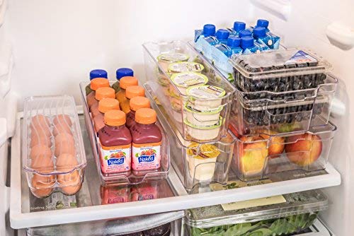 Adorn Home 6 Piece Refrigerator/Freezer Organizer Bins with Handles | Stackable Storage Containers | Pantry Storage Bins | Clear | 6 - PC. Set | - Thumbnail 3