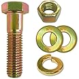 (10 Sets) 3/8-16x1-1/2 Grade 8 Hex Cap Bolts Screws, Nuts, Flat & Lock Washers Yellow