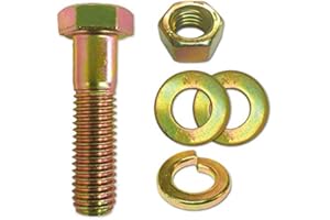 BOLTSANDNUTS.COM (10 Sets) 3/8-16x1-1/2" Grade 8 Hex Cap Bolts Screws, Nuts, Flat & Lock Washers Yellow