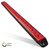 16" 12-LED Red Trailer ID Light Bar [Brake + Sequential Turn Signal] [DOT Certified] [IP67 Submersible] ID Marker Brake Tail Light for 80" or Wider Trailers