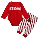 MIOIM Baby Girls Boys My First Christmas Rompers Tops Long Pants Outfits Set