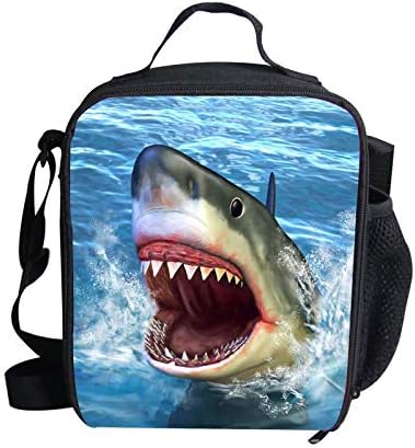 Shark Lunch Bags for Girls Insulted Thermal Lunch Box with Tote Handle Shoulder Straps for Kids