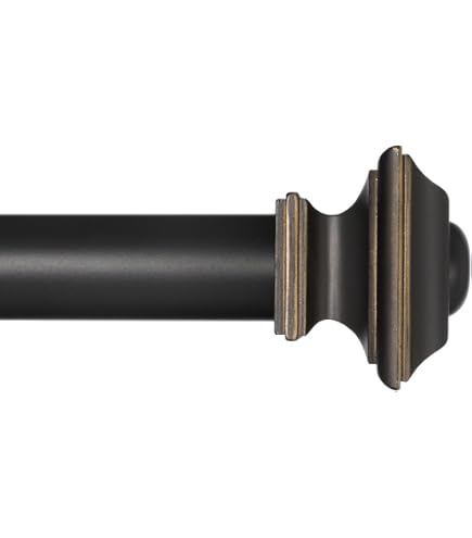 Ivilon Barra De Cortina Para Ventana, Diseño De Perilla, Barra De 28 A 48 Pulgadas Negro Envejecido