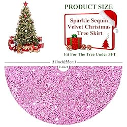 FUHSY Christmas Tree Skirt Pink Sequin Tree Skirt