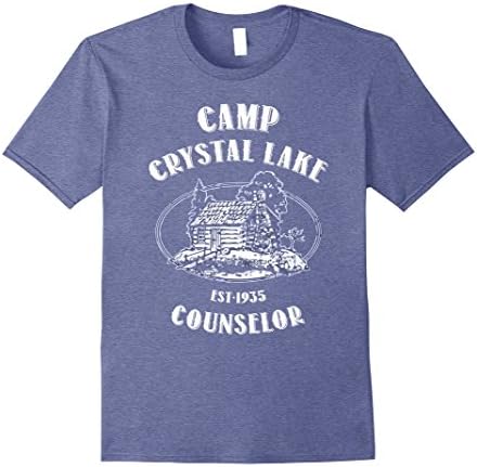 Mens Camp shirts gifts Crystal Lake Counselor Vintage retro style Large Heather Blue