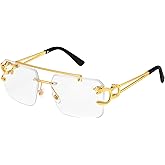 Dollger Rimless Sunglasses for Men Square Fashion Shades Tinted Lens Metal Frameless Rectangle Y2K Glasses UV400