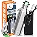 Beer Bottle Cooler Insulator Stainless Steel- Fun Beer Gifts idea For Men- Beer Keeper and Holder- Fits 12oz Bottle+Insulated Bag, Keyring Bottle Opener and Funny Wall Mounted Opener Bonus in Gift Box