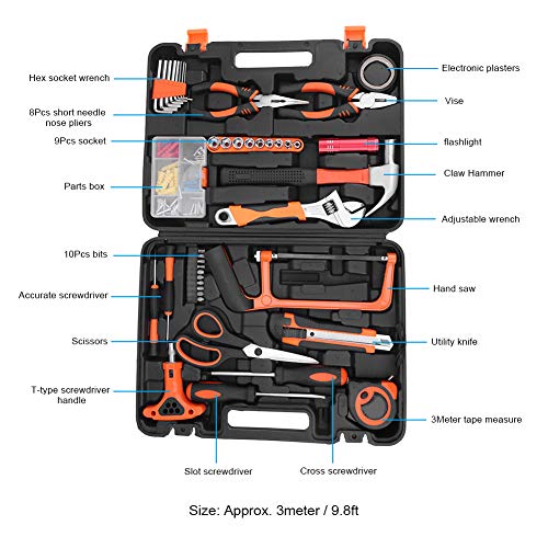 Werkzeugset im Koffer, 45-teiliges Werkzeugkoffer, Handwerkzeugset DIY Schraubenschlüssel Hardware Reparatur… – Bild 3