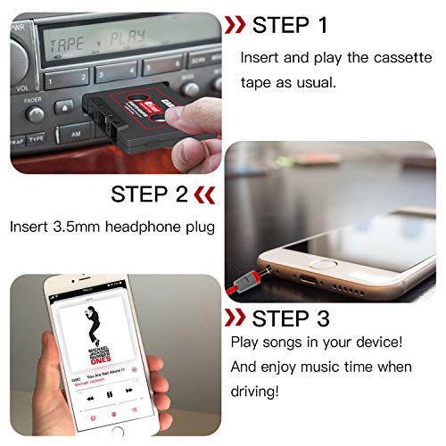 iiwey Cassette Adapter for Cars, 2019 Upgrade Car Audio Cassette to Aux Adapter, Listen to iPods, Smartphoens, MP3 Player in a Standard Vehicle Cassette Player