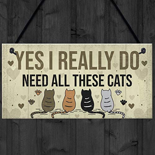 Mikilon YES I Really DO Need All These CAT Plaque Wooden Hanging Plaque Wall Door Decorative Sign Hanger Home Decoration Photo Props Favors (Beige) - Thumbnail 4