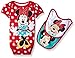 Disney Baby-Girls 1 Minnie Bodysuit and 2 Minnie Face Bibs To Attach To The Bodysuit, Red, 0-3 Months (3-Piece)