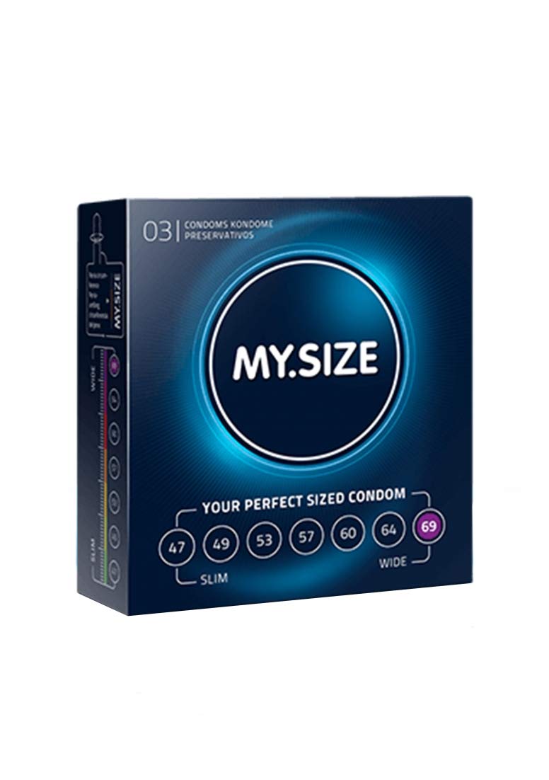 MY.SIZE Lubricated Transparent Condoms, 69 mm, Pack of 3